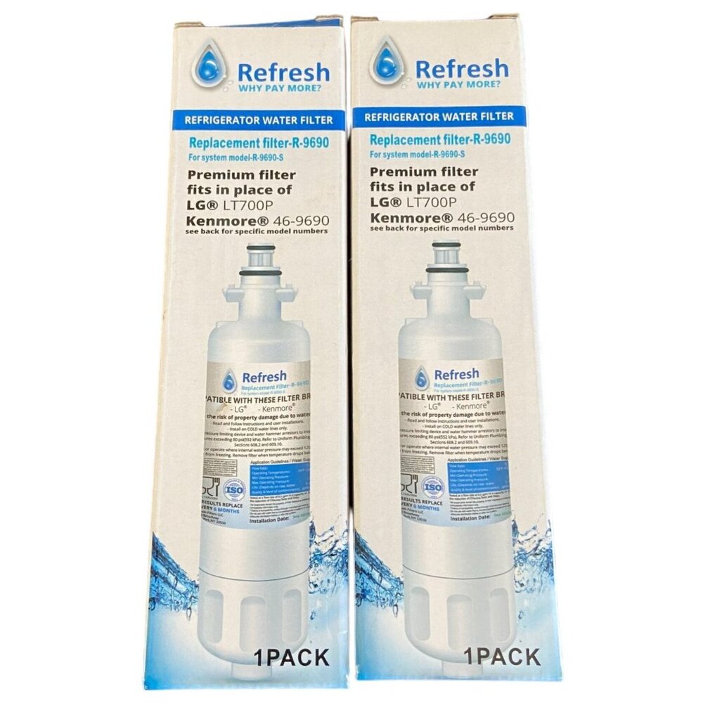 2 Refresh R-9690 Refrigerator Water Filter LG LT700P Kenmore 46-9690